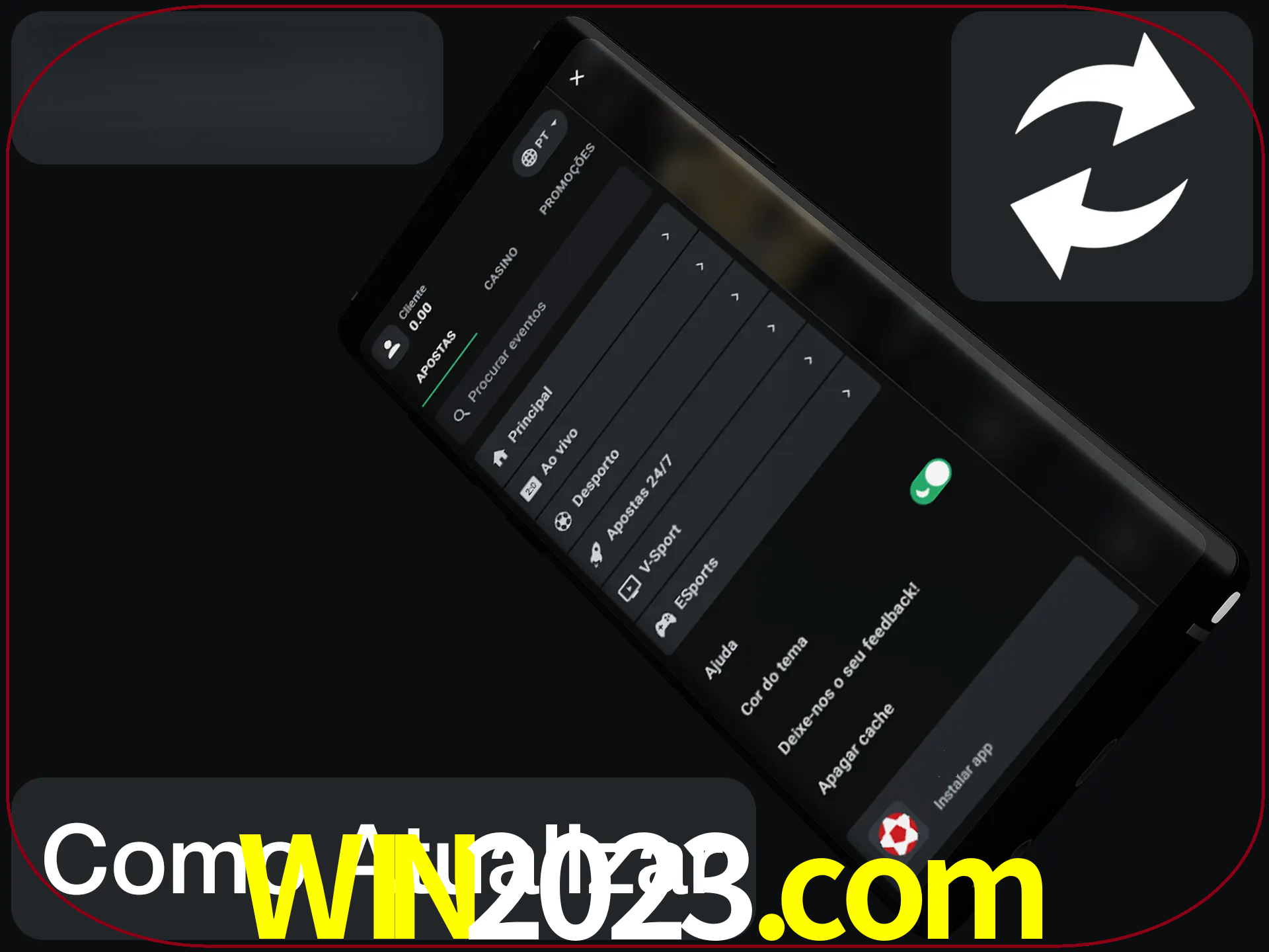 O aplicativo é atualizado automaticamente quando você faz o login.