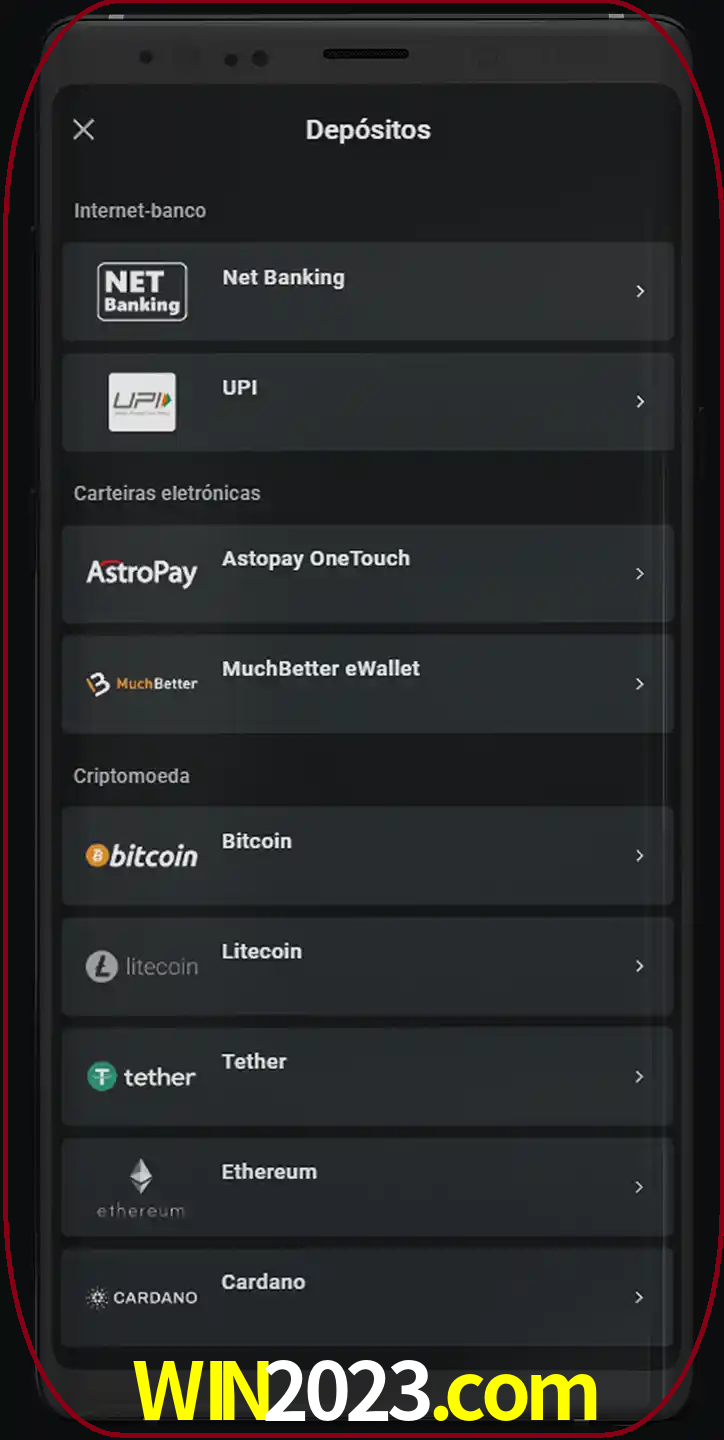 Você pode usar métodos alternativos de depósito.